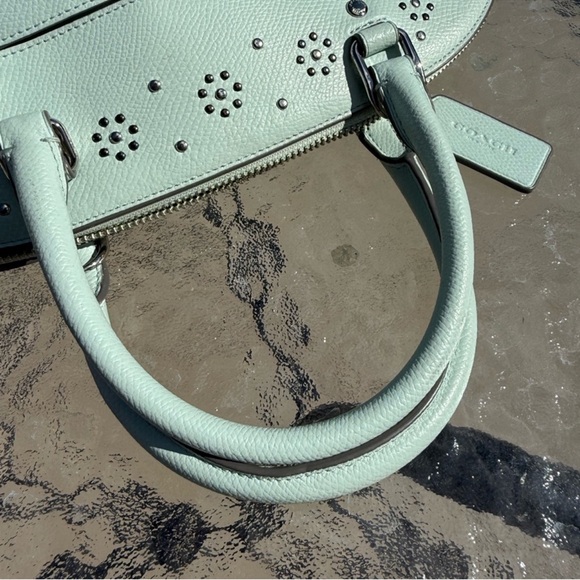 Coach Light Green Satchel with Floral Cutouts - Picture 12 of 12